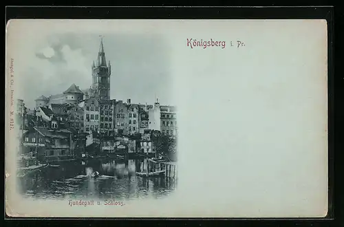 Mondschein-AK Königsberg, Hundegatt und Schloss