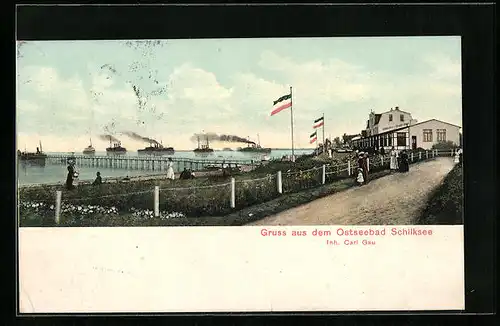 AK Kiel-Schilksee /Ostsee, Uferpromenade mit Schilkseer Strand-Hotel