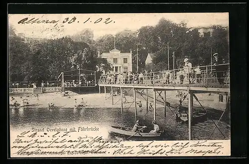 AK Hamburg-Övelgönne, Strand Oevelgönne mit Fährbrücke