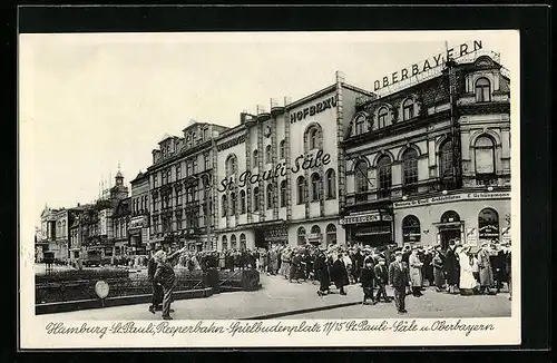 AK Hamburg-St. Pauli, Reeperbahn-Spielbudenplatz 11 /15, Gasthäuser St. Pauli-Säle und Oberbayern