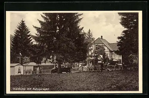 AK Gemünd-Eifel, Waldhotel mit Autogaragen