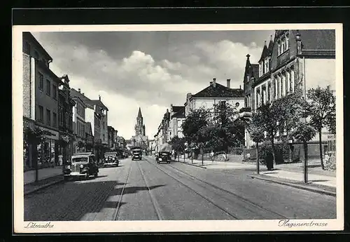 AK Letmathe, Hagenerstrasse mit Autos