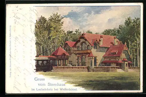 Künstler-AK Wolfenbüttel, Gasthof Sternhaus im Lechelnholz