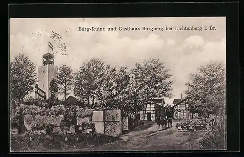 AK Lichtenberg i. Br., Burg-Ruine und Gasthaus Burgberg