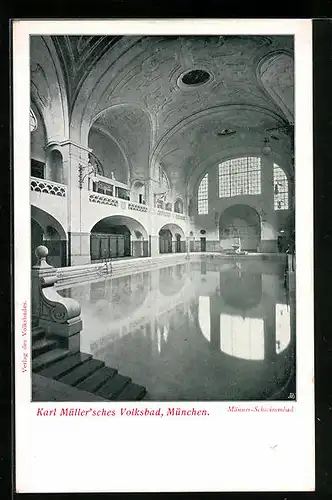 AK München, Karl Müller`sches Volksbad, Männer-Schwimmbad, Innenansicht