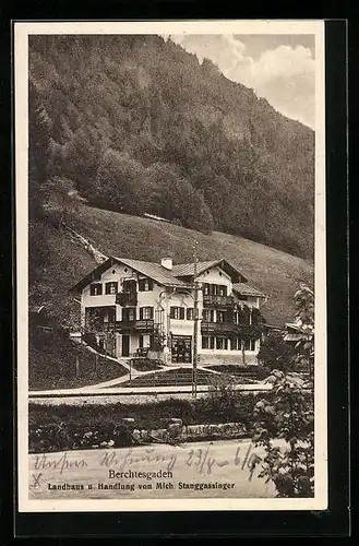 AK Berchtesgaden, Landhaus und Handlung von Mich. Stanggassinger