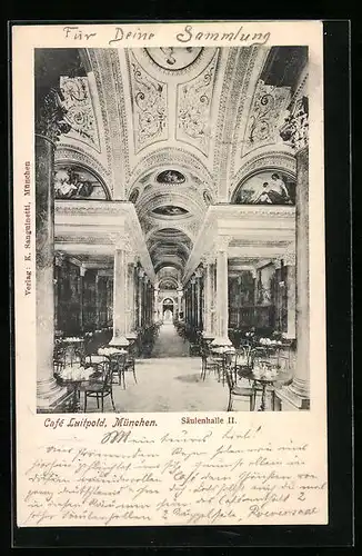 AK München, Cafe Luitpold, Säulenhalle, Innenansicht