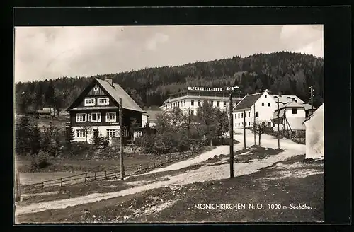 AK Mönichkirchen, Ortsansicht mit Alpenhotel-Lang