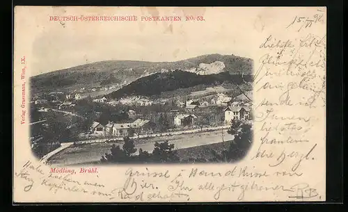 AK Mödling, Teilansicht mit Brühl