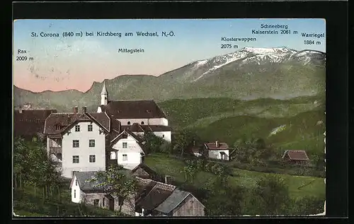 AK St. Corona, Teilansicht mit Schneeberg, Kaiserstein