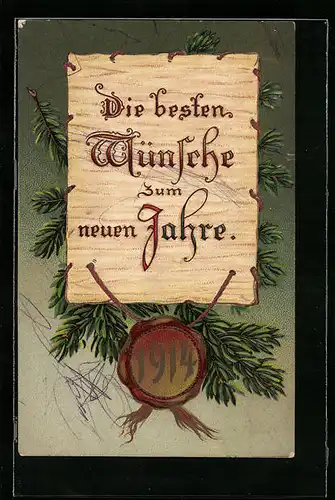 AK Die besten Wünsche zum neuen Jahre, Jahreszahl 1914