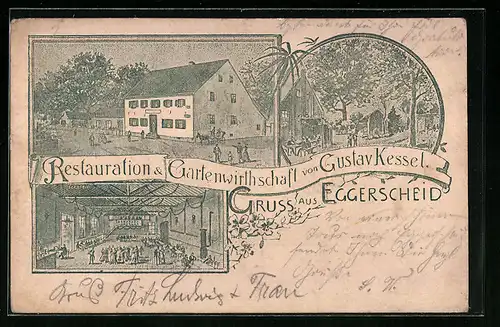 Lithographie Eggerscheid, Gasthaus von Gustav Kessel