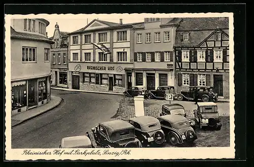 AK Sinzig /Rh., Hotel Rheinischer Hof mit Parkplatz, Am Markt 155