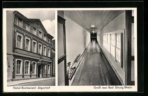 AK Bad Sinzig /Rhein, Hotel Jägerhof, Kegelbahn