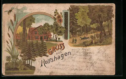 Lithographie Rolfshagen, Gasthof zur Deutschen Tanne