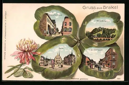 Passepartout-Lithographie Brakel, Hanekampstrasse, Hinnenburg, Thiestrasse