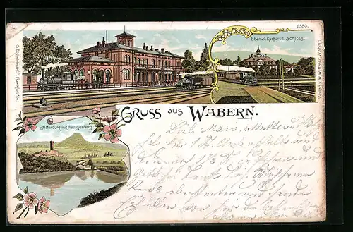 Lithographie Wabern, Ehemal. Kurfüstl. Schloss, Altenburg mit Heiligenberg