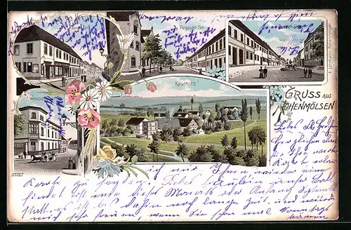 Lithographie Hohenmölsen, Lützener Str. Pegauer Str., Kaschütz