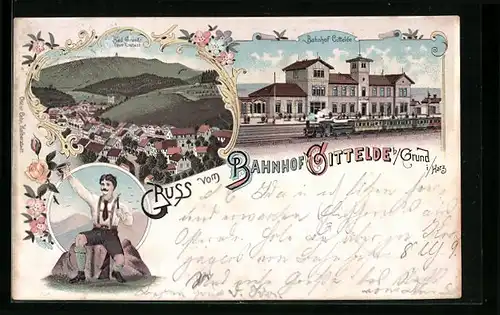 Lithographie Gittelde, Bahnhof