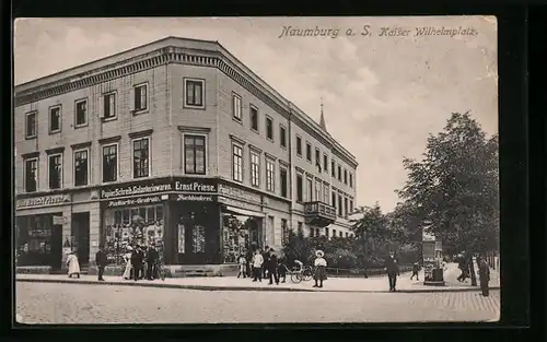 AK Naumburg a. S., Kaiser Wilhelmplatz mit Buchbinderei Ernst Priese