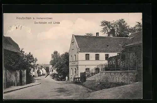 AK Keutschen b. Hohenmölsen, Dorfstrasse mit Linda