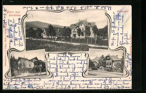 AK Reichenau, Eichengasse, Häuseransichten