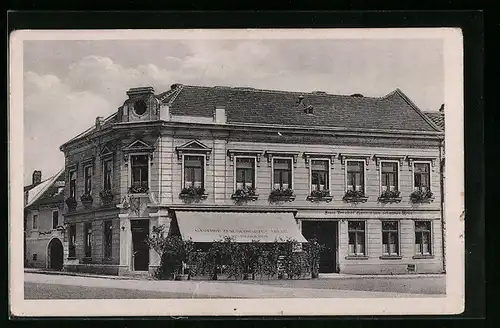 AK Herzogenburg, Gasthof zum schwarzen Adler von Franz Pröglhöf am Rathausplatz