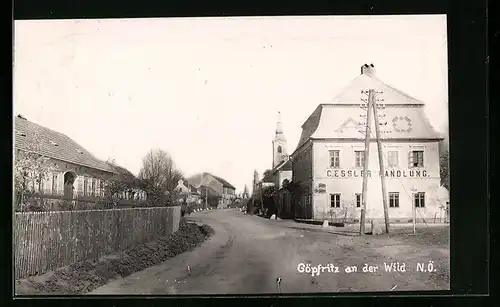 AK Göpfritz an der Wild, Strassenpartie an C. Esslers Handlung