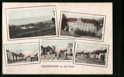 AK Prinzendorf an der Zaya, Strassenpartie, Schloss, Ortsansicht