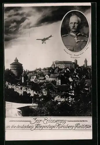 AK Nürnberg, Zur Erinnerung an die deutschen Fliegertage Nürnberg-Fürth 1924, Kronprinz Rupprecht