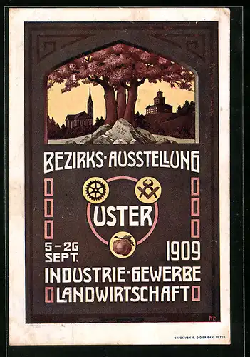 AK Uster, Bezirks-Ausstellung 1909 für Industrie Gewerbe und Landwirtschaft