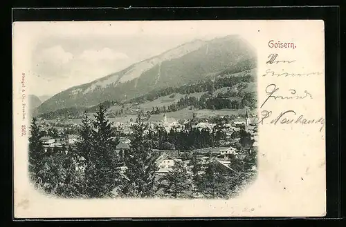 AK Goisern, Ortsansicht mit Bergen
