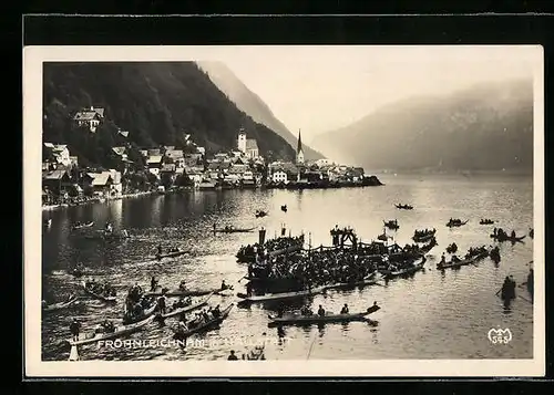 AK Hallstatt, Fronleichnamsprozession, Boote auf See