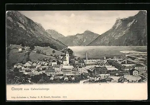 AK Ebensee, Blick vom Calvarienberg