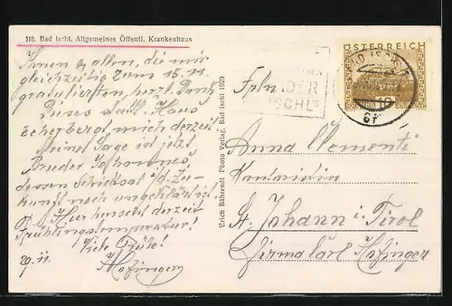 AK Bad Ischl, Allgemeines Öffentl. Krankenhaus