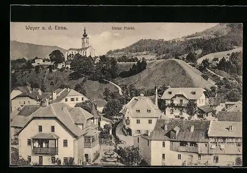 AK Weyer a. d. Enns, Unter Markt mit Kirche