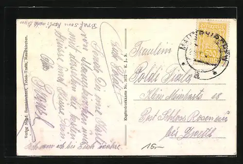 AK Mauerkirchen, Marktplatz mit Häuserzeilen und Kirchturm