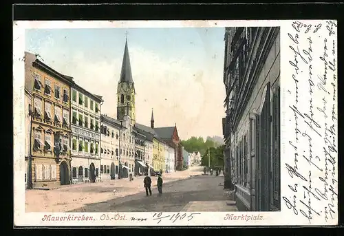 AK Mauerkirchen, Marktplatz mit Hubers Gasthof