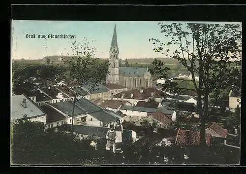 AK Mauerkirchen, Ortsansicht mit Kirche