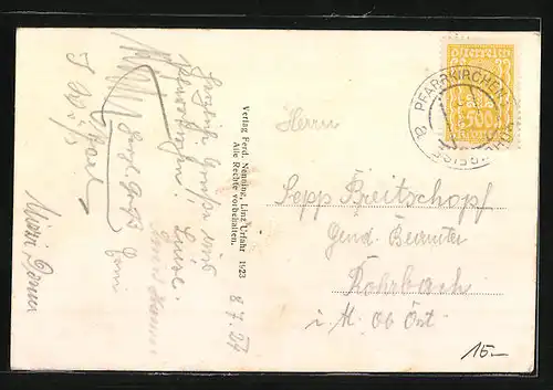 AK Mühlkreis, Ortsansicht mit Pfarrkirche