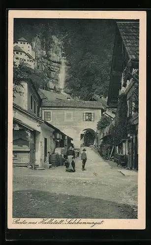 AK Hallstatt, Strassenpartie in der Ortschaft