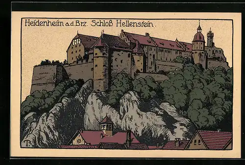 Steindruck-AK Heidenheim a. d. Brz., Schloss Hellenstein