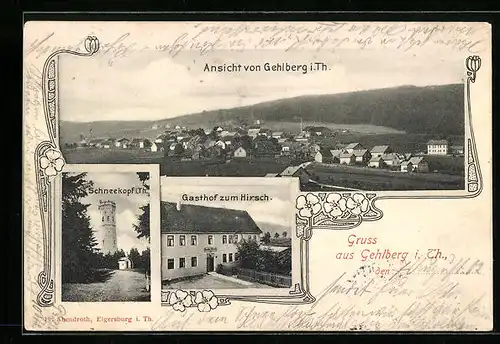 AK Gehlberg i. Th., Gasthof zum Hirsch, Schneekopf