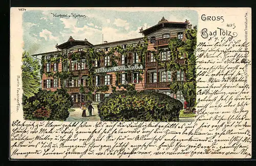 Lithographie Bad Tölz, Kurhotel u. Kurhaus