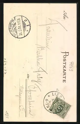 Passepartout-Lithographie Liebenzell, Totalansicht der Gemeinde, Jagdhund mit Beute