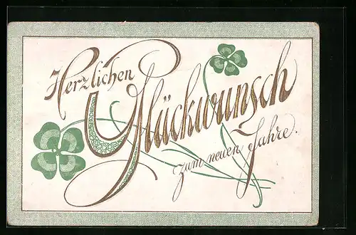AK Glückwunsch zum neuen Jahre, Kleeblätter