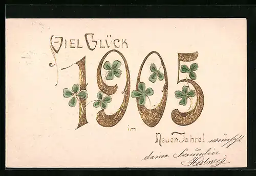 AK Jahreszahl 1905 mit Kleeblättern