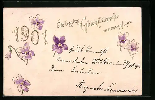 AK Jahreszahl 1901, Die besten Glückwünsche zum neuen Jahre
