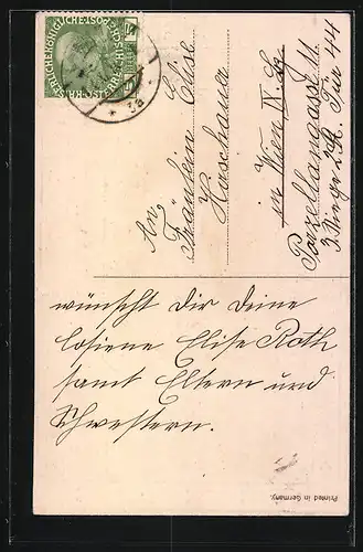 AK Mädchen mit Blumen zum Namenstag