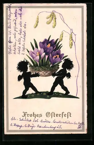 AK Osterengel mit Krokussen